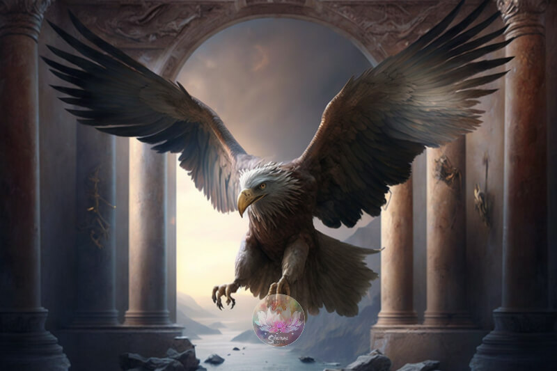 The Eagle of Zeus flying from the Olympus with God Message in Greek Mythology