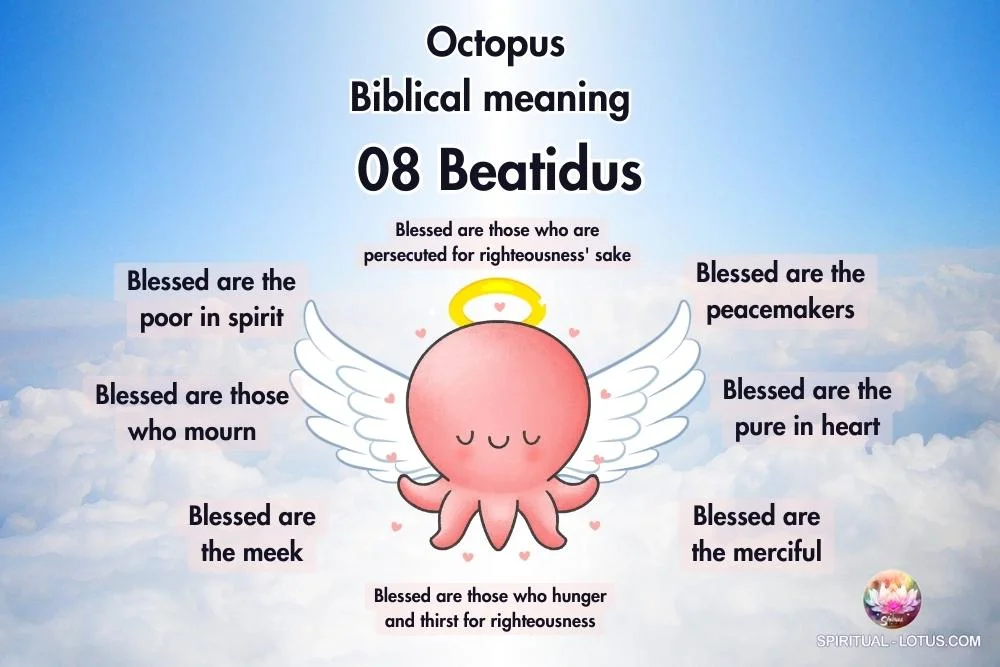 8 arms of Octopus spiritual meaning connect with 08 beatitudes infographic